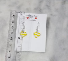 Load image into Gallery viewer, Heart Chevron Pattern Dangle Handmade Earrings
