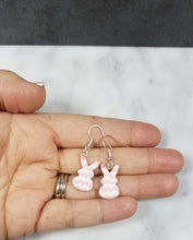 Load image into Gallery viewer, Chevron Peep Style Easter Bunny Dangle Handmade Earrings
