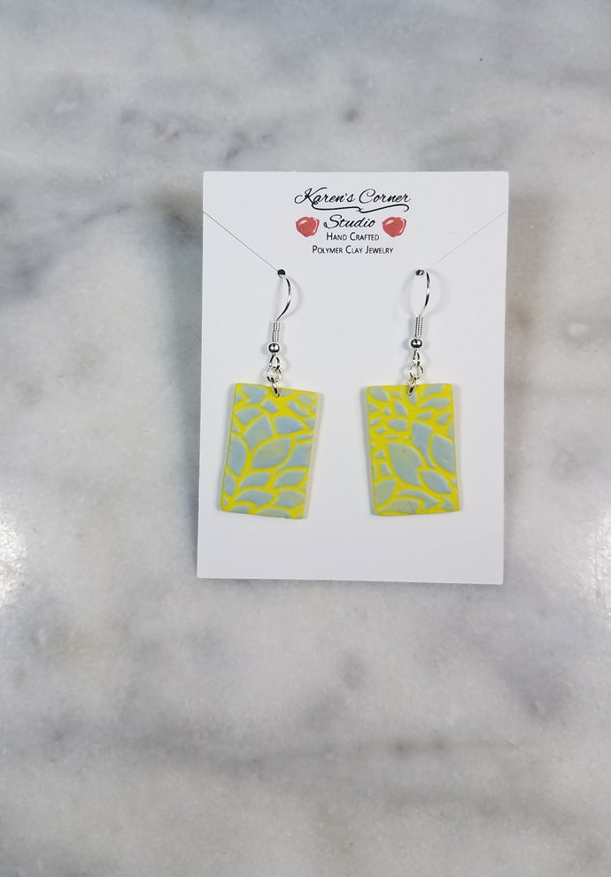 Rectangle Yellow & Blue Dangle Handmade Earrings