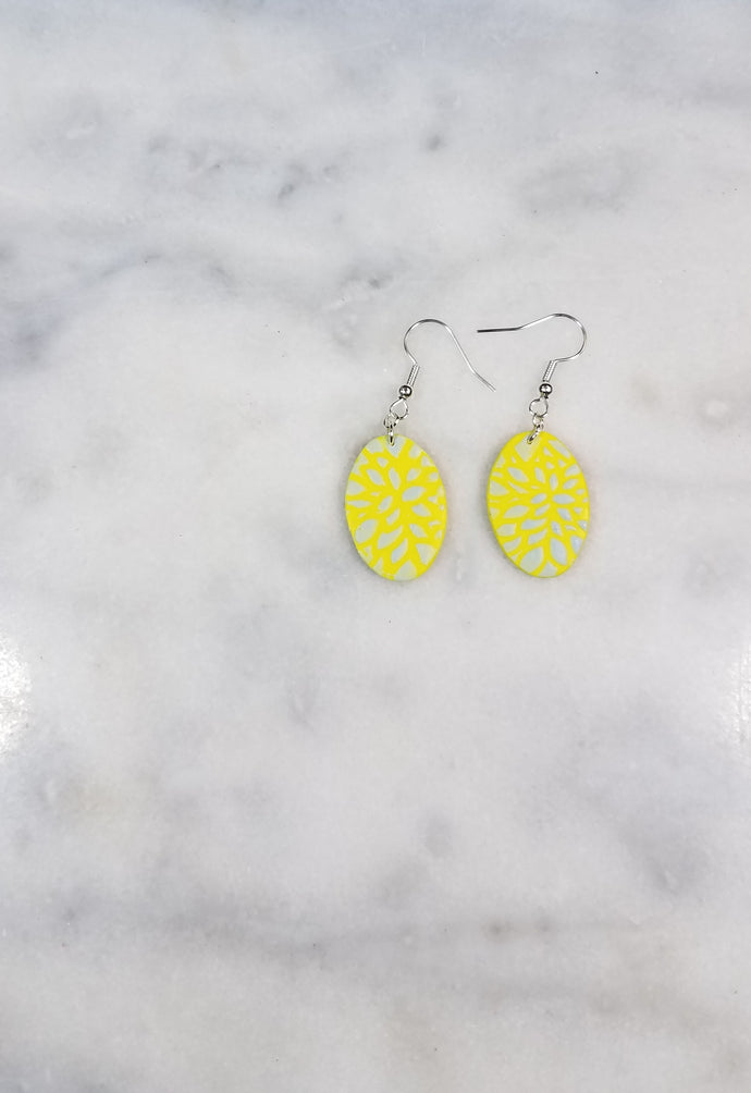 Oval Yellow & Blue Dangle Handmade Earrings