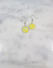 Load image into Gallery viewer, Circle Yellow &amp; Blue Dangle Handmade Earrings
