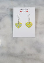 Load image into Gallery viewer, Heart Yellow &amp; Blue Dangle Earrings
