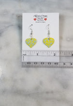 Load image into Gallery viewer, Heart Yellow &amp; Blue Dangle Earrings
