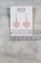 Load image into Gallery viewer, Heart Pink &amp; White Dangle Earrings
