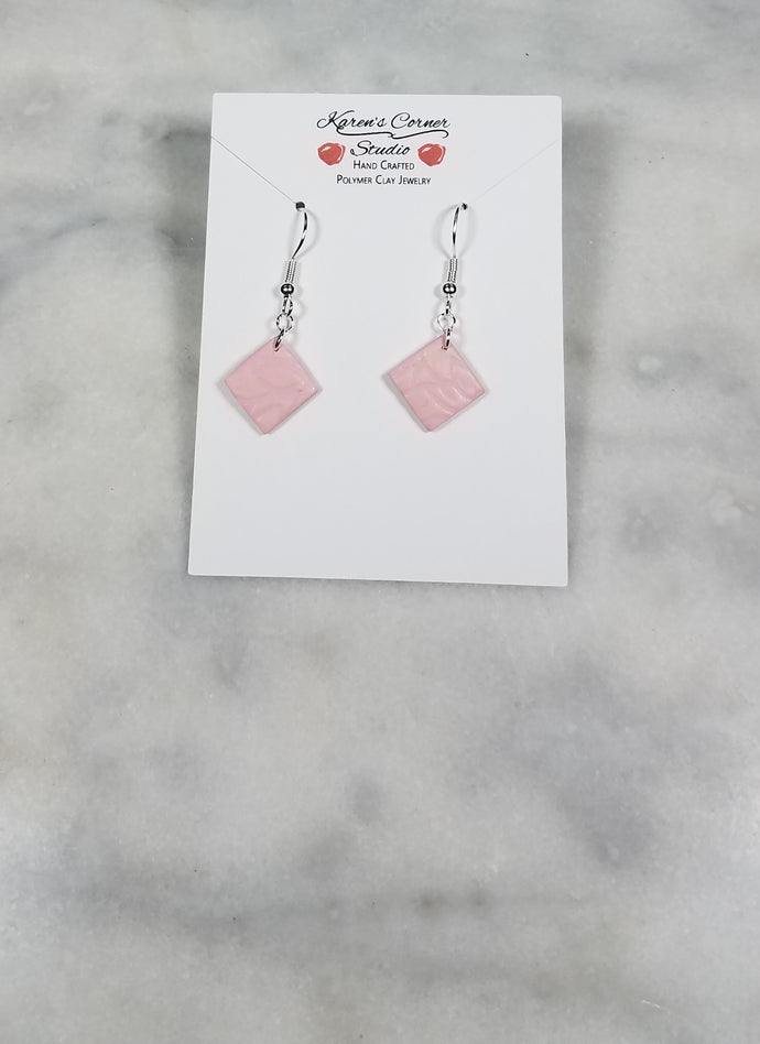 Diamond Pink & White Dangle Handmade Earrings