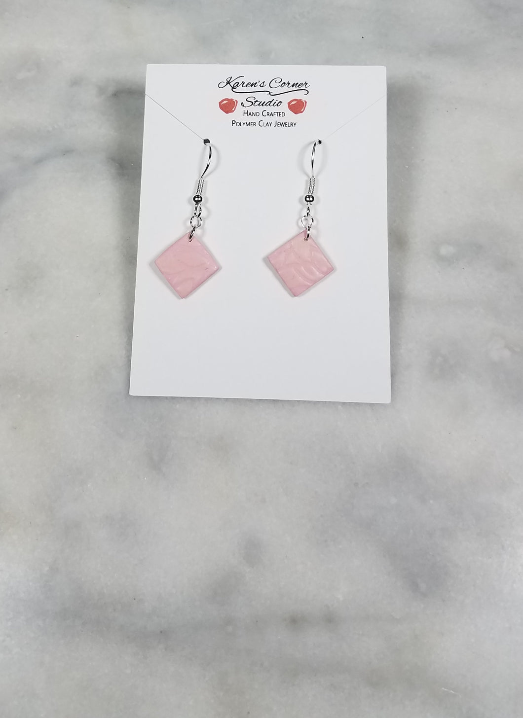Diamond Pink & White Dangle Earrings