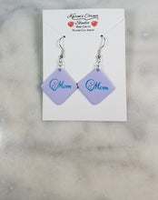Load image into Gallery viewer, Lavender Diamond Fancy &quot;Mom&quot; Dangle Earrings
