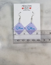 Load image into Gallery viewer, Lavender Diamond Fancy &quot;Mom&quot; Dangle Earrings
