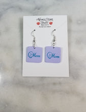 Load image into Gallery viewer, Lavender Square Fancy &quot;Mom&quot; Dangle Earrings
