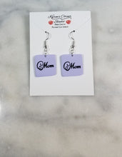 Load image into Gallery viewer, Lavender Square Fancy &quot;Mom&quot; Dangle Handmade Earrings
