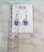 Load image into Gallery viewer, Lavender Heart &quot;Mom&quot; with Rose Dangle Earrings
