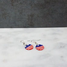 Load image into Gallery viewer, S Circle Stars and Stripes Dangle Handmade Earrings
