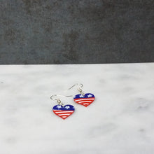 Load image into Gallery viewer, Heart Stars and Stripes Dangle Earrings
