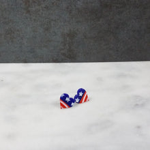 Load image into Gallery viewer, Small Heart Shaped Stars and Stripes Post/Stud Earrings
