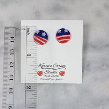 Load image into Gallery viewer, Small Circle Shaped Stars and Stripes Post/Stud Earrings
