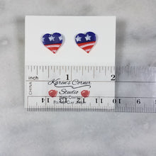 Load image into Gallery viewer, S Heart Shaped Stars and Stripes Post Handmade Earrings
