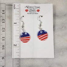 Load image into Gallery viewer, S Circle Stars and Stripes Dangle Handmade Earrings
