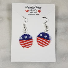Load image into Gallery viewer, Circle Stars and Stripes Dangle Handmade Earrings

