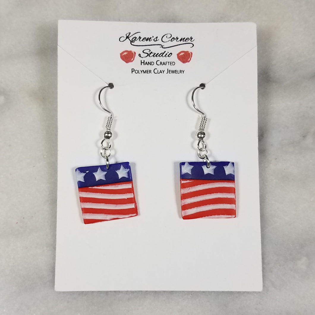Square Stars and Stripes Dangle Earrings