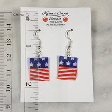 Load image into Gallery viewer, Rectangle Stars and Stripes Dangle Handmade Earrings
