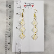 Load image into Gallery viewer, White Mini-Diamond Gold Leaf Dangle Earrings

