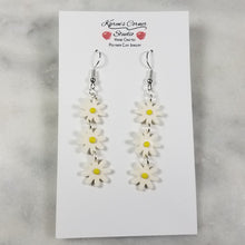 Load image into Gallery viewer, Triple Daisy Flower Dangle Earrings
