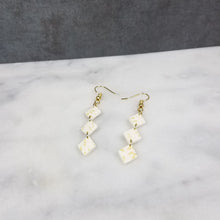 Load image into Gallery viewer, White Mini-Diamond Gold Leaf Dangle Earrings
