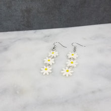 Load image into Gallery viewer, Triple Daisy Flower Dangle Earrings
