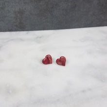 Load image into Gallery viewer, Rose Gold/Copper/Burgundy Heart Stud Earrings
