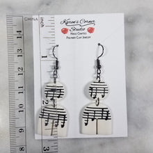 Load image into Gallery viewer, White Arch Shaped Music Notes Dangle Earrings
