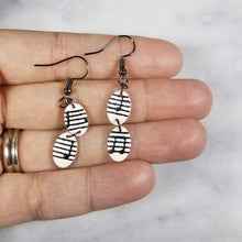 Load image into Gallery viewer, White Mini Double Oval Shaped Music Notes Dangle Handmade Earrings
