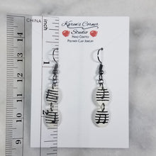 Load image into Gallery viewer, White Mini Double Oval Shaped Music Notes Dangle Handmade Earrings
