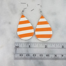 Load image into Gallery viewer, Teardrop Orange and White Stripe Dangle Handmade Earrings
