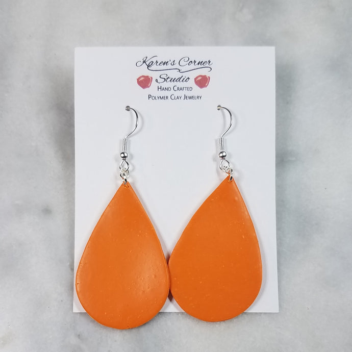 Teardrop Solid Orange Dangle Handmade Earrings