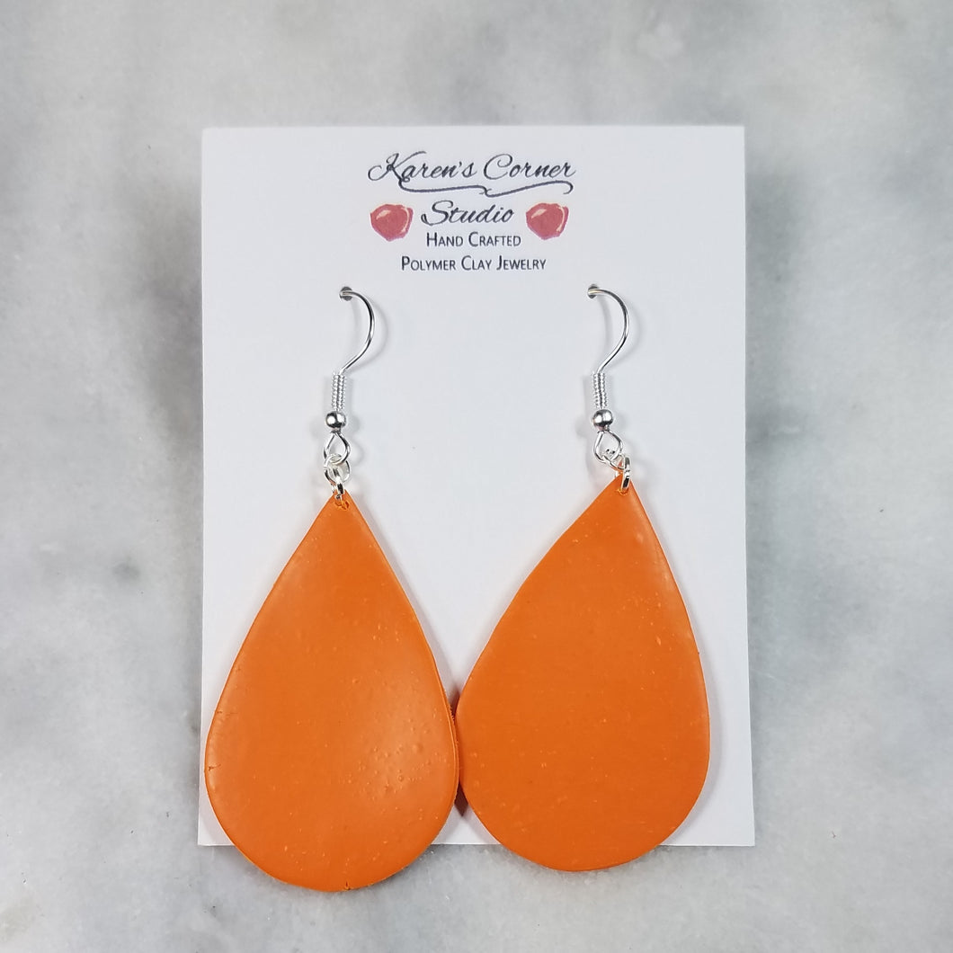 Teardrop Solid Orange Dangle Earrings