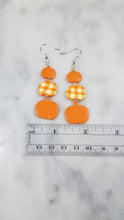 Load image into Gallery viewer, Triple Pumpkin Dangle Handmade Earrings
