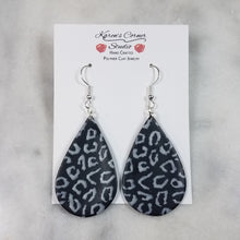 Load image into Gallery viewer, Teardrop Black and White Leopard Print Dangle Earrings
