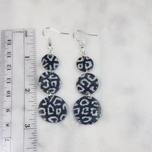 Load image into Gallery viewer, Triple Circle Black and White Leopard Print Dangle Handmade Earrings
