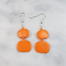 Load image into Gallery viewer, Double (Small &amp; Large) Pumpkin Solid Orange Dangle Earrings
