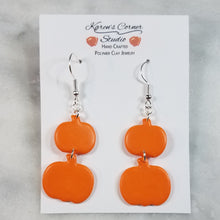 Load image into Gallery viewer, Double (Small &amp; Large) Pumpkin Solid Orange Dangle Earrings
