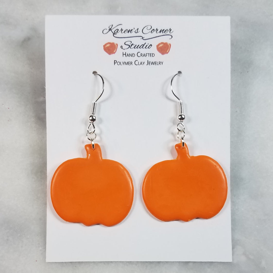 Large Pumpkin Solid Orange Dangle Handmade Earrings