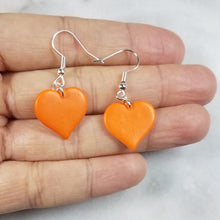 Load image into Gallery viewer, Single Heart Orange Dangle Handmade Earrings
