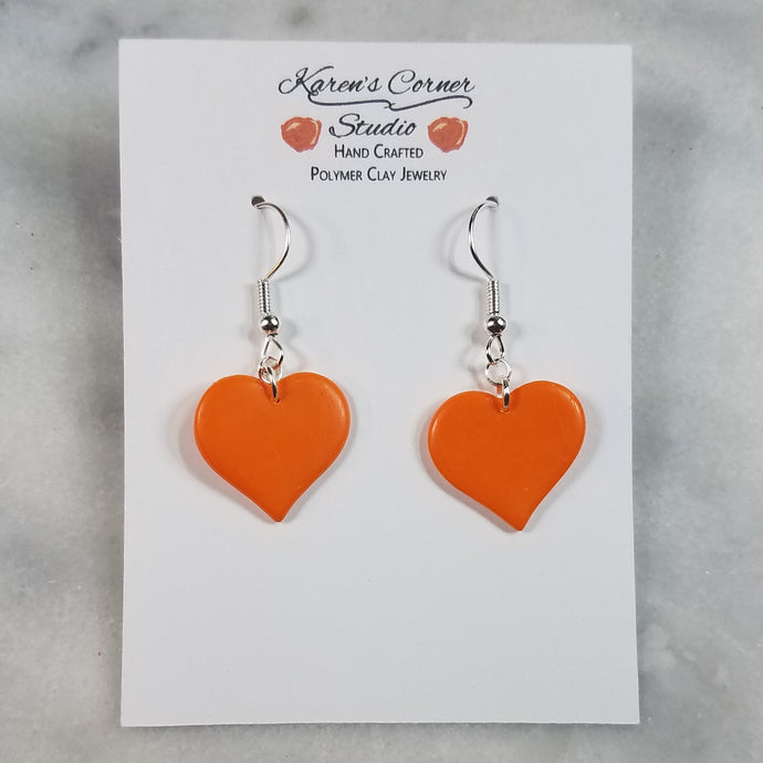 Single Heart Orange Dangle Handmade Earrings