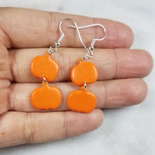 Load image into Gallery viewer, Double Small Pumpkin Solid Orange Dangle Handmade Earrings
