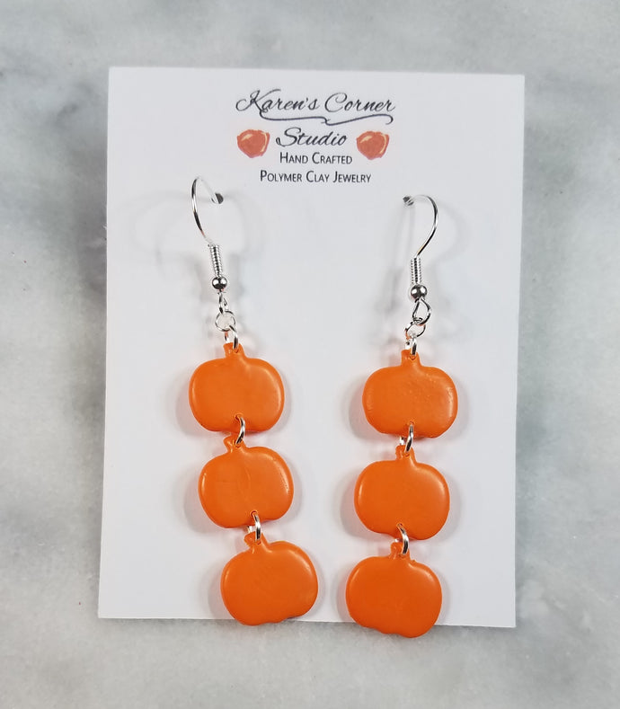 Triple S Pumpkin Orange Dangle Handmade Earrings