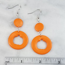 Load image into Gallery viewer, Open Orange Circle with a Pumpkin Dangle Handmade Earrings
