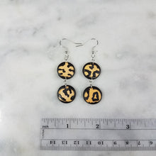 Load image into Gallery viewer, S Double Circle with a S Pumpkin Black Leopard Print Dangle Handmade Earrings
