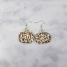 Load image into Gallery viewer, Wide Pumpkin with Brown Leopard Print Dangle Handmade Earrings
