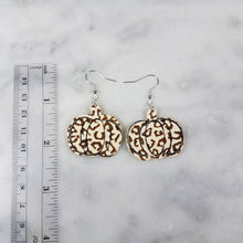 Load image into Gallery viewer, Wide Pumpkin with Brown Leopard Print Dangle Handmade Earrings
