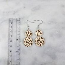 Load image into Gallery viewer, Small Pumpkin and Medium Circle with Brown Leopard Print Dangle Handmade Earrings
